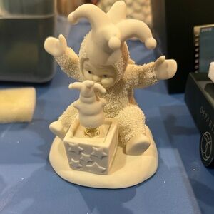 Department 56 White Cream Jester Baby on Jack-in-the-Box Figurine